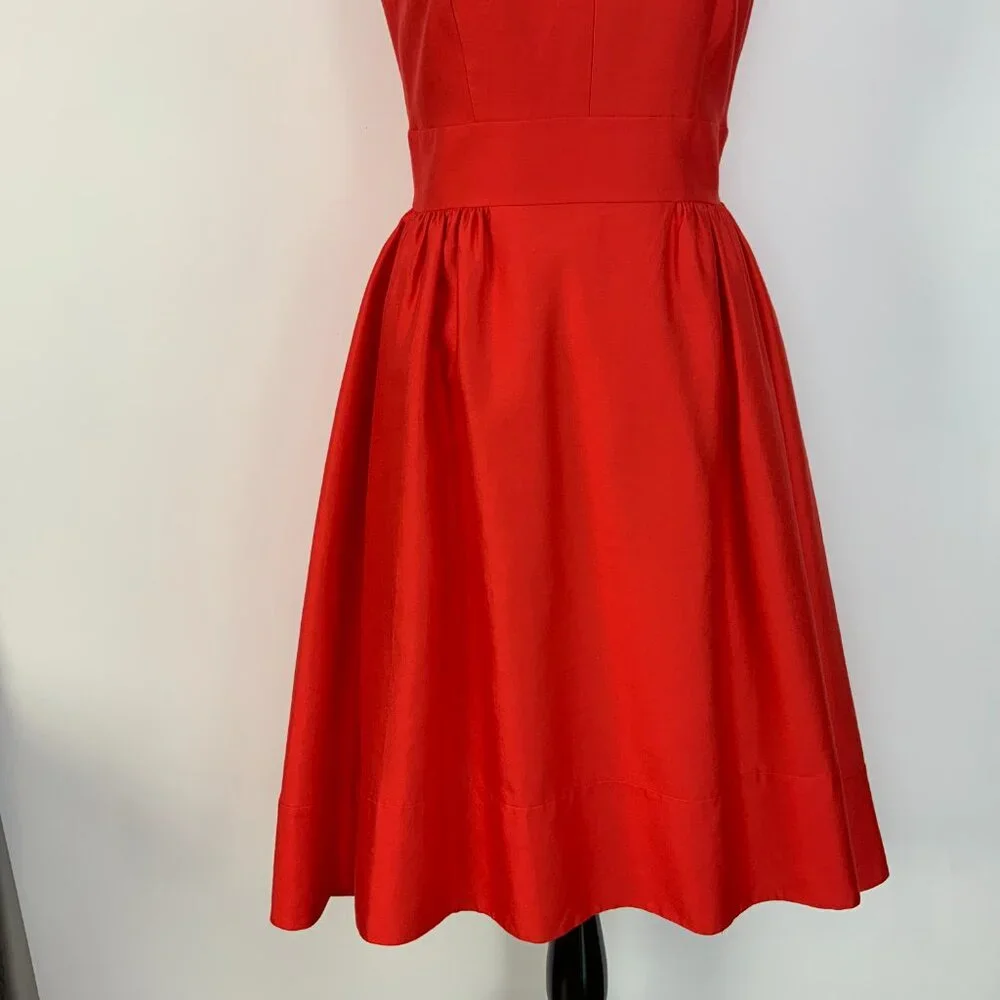 Kate Spade New York Red Heritage it & Flare Silk Dress Sz 8